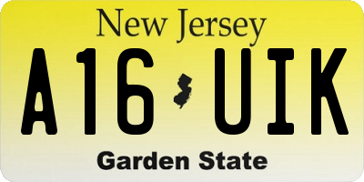 NJ license plate A16UIK