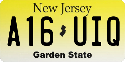 NJ license plate A16UIQ