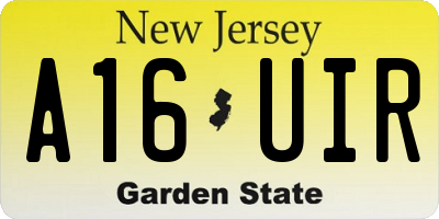 NJ license plate A16UIR