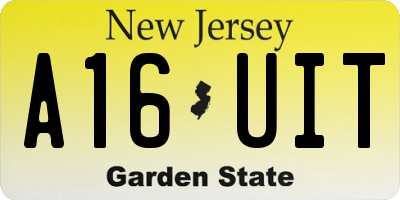 NJ license plate A16UIT