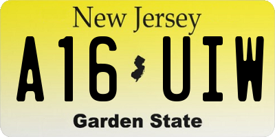 NJ license plate A16UIW