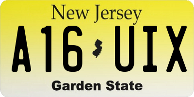 NJ license plate A16UIX