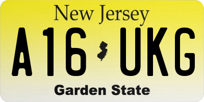 NJ license plate A16UKG