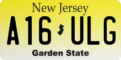 NJ license plate A16ULG