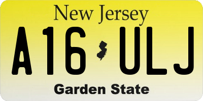 NJ license plate A16ULJ