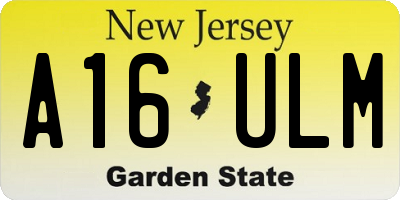 NJ license plate A16ULM