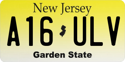 NJ license plate A16ULV