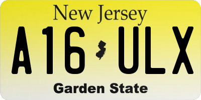 NJ license plate A16ULX