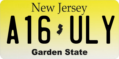 NJ license plate A16ULY