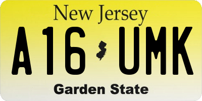 NJ license plate A16UMK