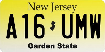 NJ license plate A16UMW