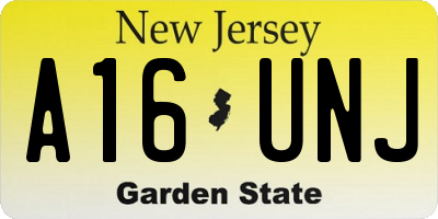NJ license plate A16UNJ