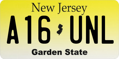 NJ license plate A16UNL
