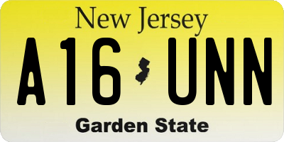 NJ license plate A16UNN