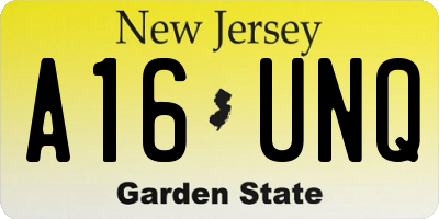 NJ license plate A16UNQ