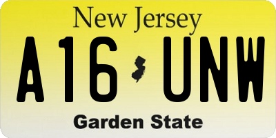 NJ license plate A16UNW