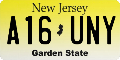 NJ license plate A16UNY
