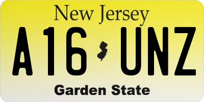 NJ license plate A16UNZ