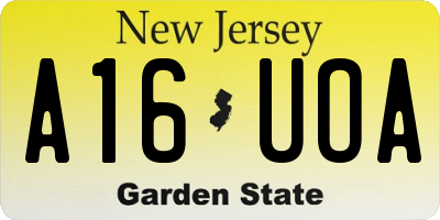 NJ license plate A16UOA