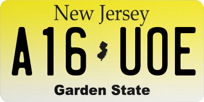 NJ license plate A16UOE