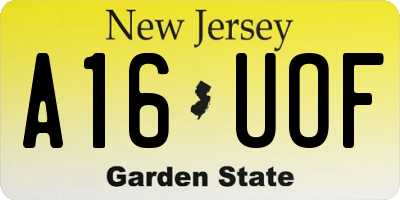 NJ license plate A16UOF