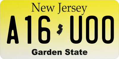 NJ license plate A16UOO