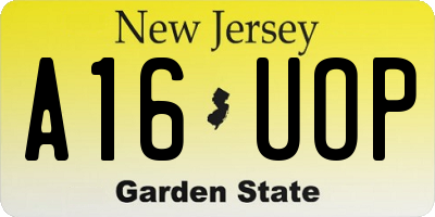 NJ license plate A16UOP