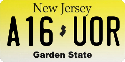 NJ license plate A16UOR