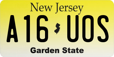 NJ license plate A16UOS