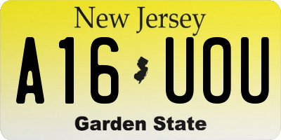 NJ license plate A16UOU