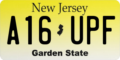 NJ license plate A16UPF