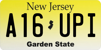 NJ license plate A16UPI