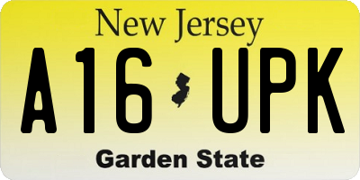 NJ license plate A16UPK