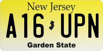 NJ license plate A16UPN