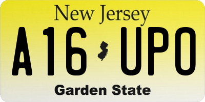 NJ license plate A16UPO