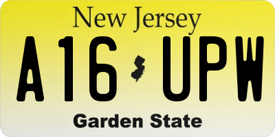 NJ license plate A16UPW