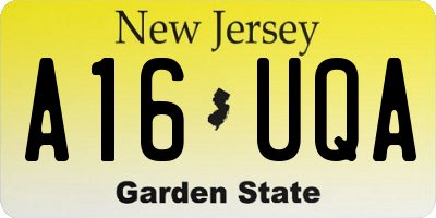 NJ license plate A16UQA