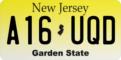NJ license plate A16UQD