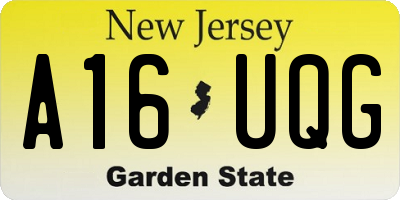 NJ license plate A16UQG
