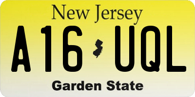 NJ license plate A16UQL