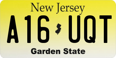 NJ license plate A16UQT