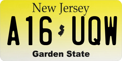 NJ license plate A16UQW