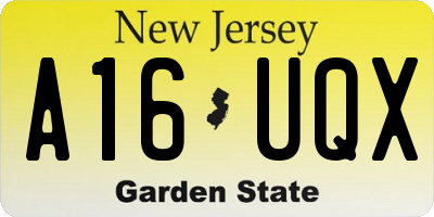 NJ license plate A16UQX