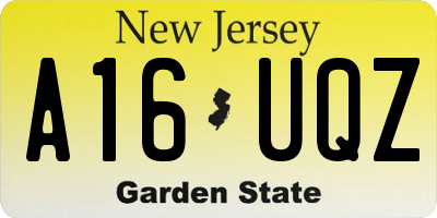 NJ license plate A16UQZ