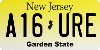 NJ license plate A16URE