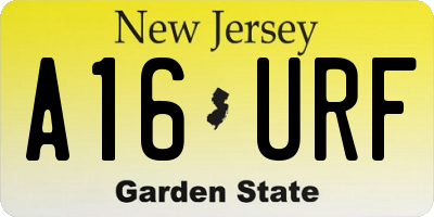 NJ license plate A16URF