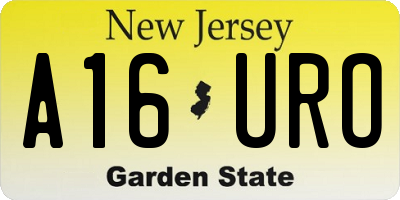 NJ license plate A16URO