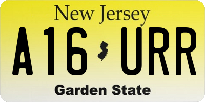 NJ license plate A16URR