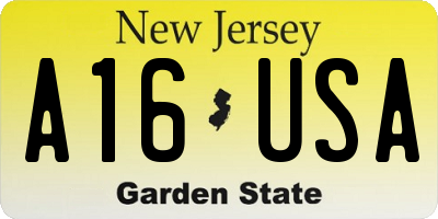 NJ license plate A16USA