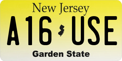 NJ license plate A16USE